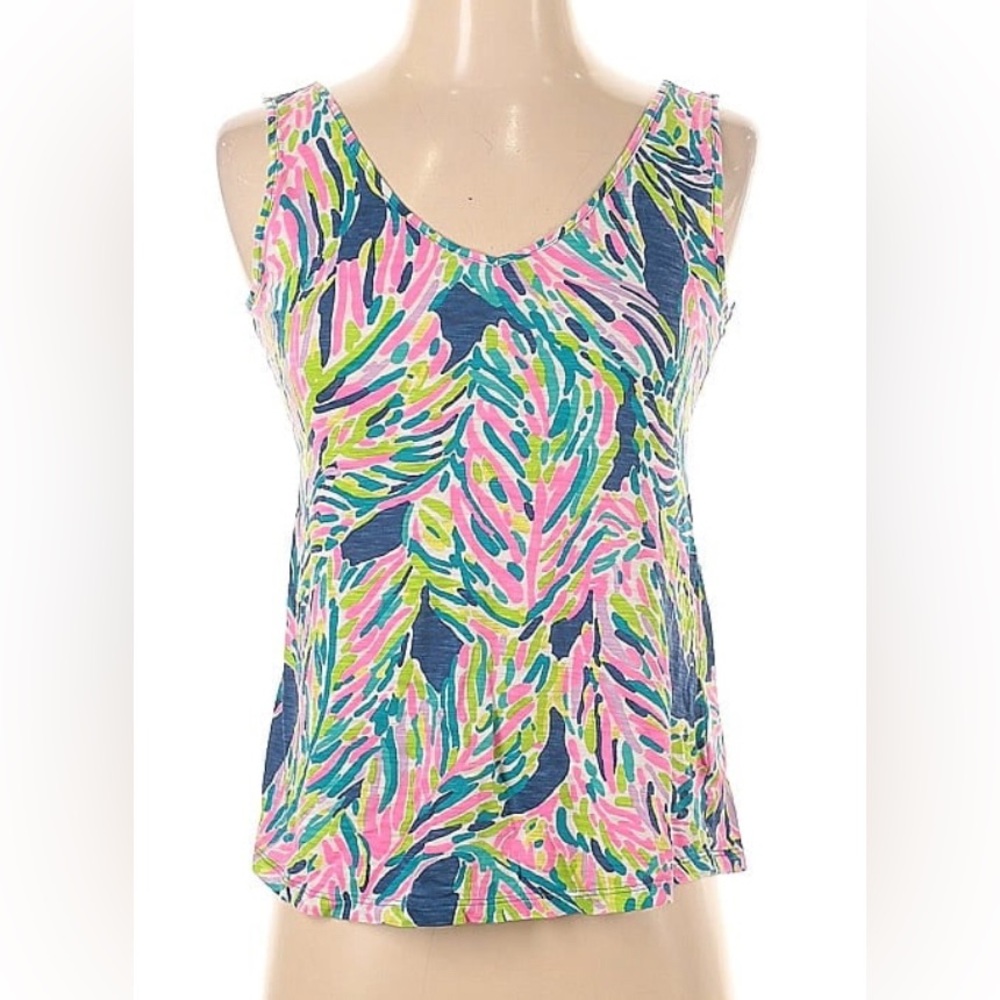 Like New Lilly Pulitzer Abstract 100% Cotton Vneck Tank
